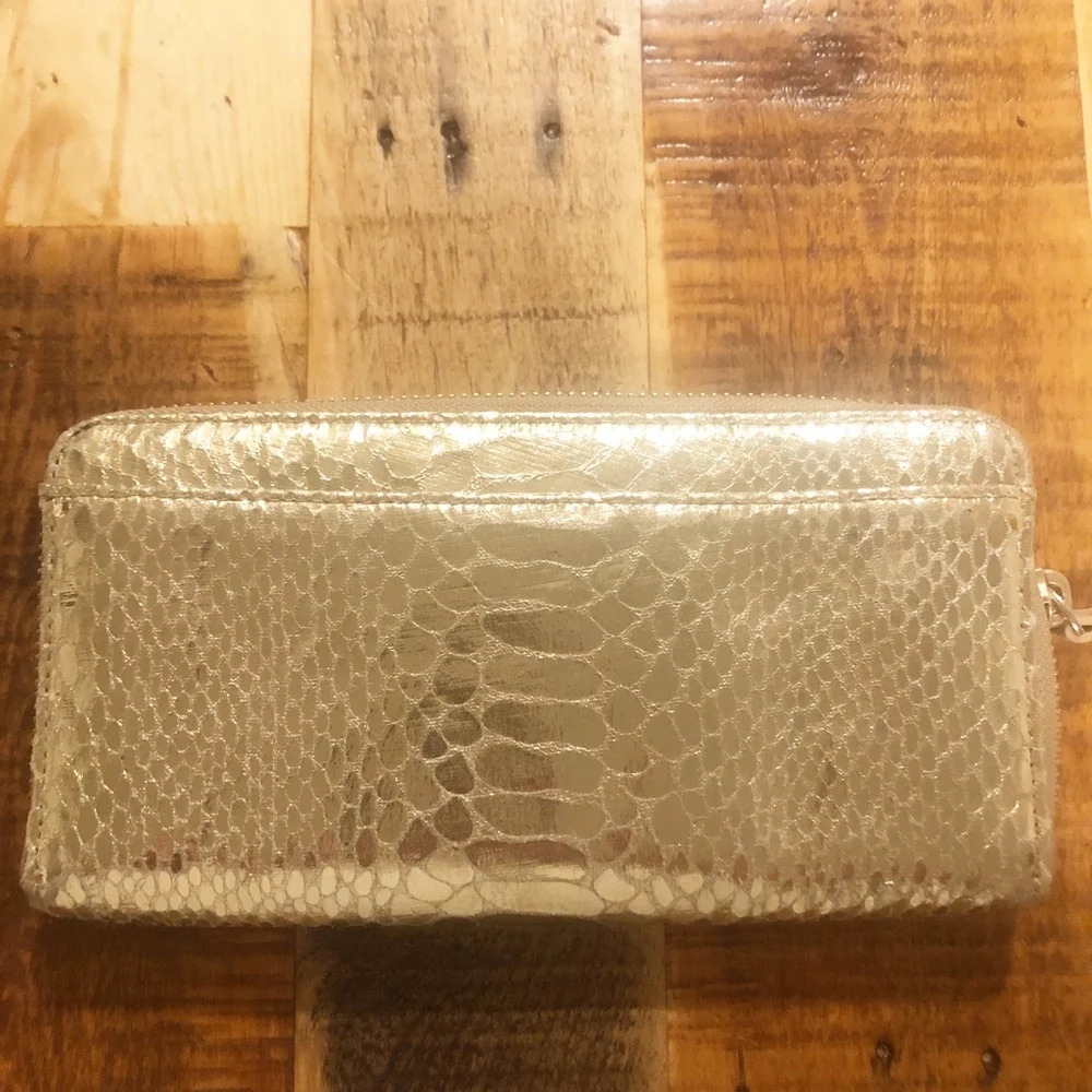RARE Kate Spade New York Foiled Snake Embossed Zip Wallet – Gold | NWOT